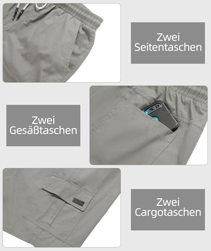 JACKETOWN Shorts Men Cargo Bermuda Shorts Cotton Men Casual Pants Summer Elastic Waist with Pockets