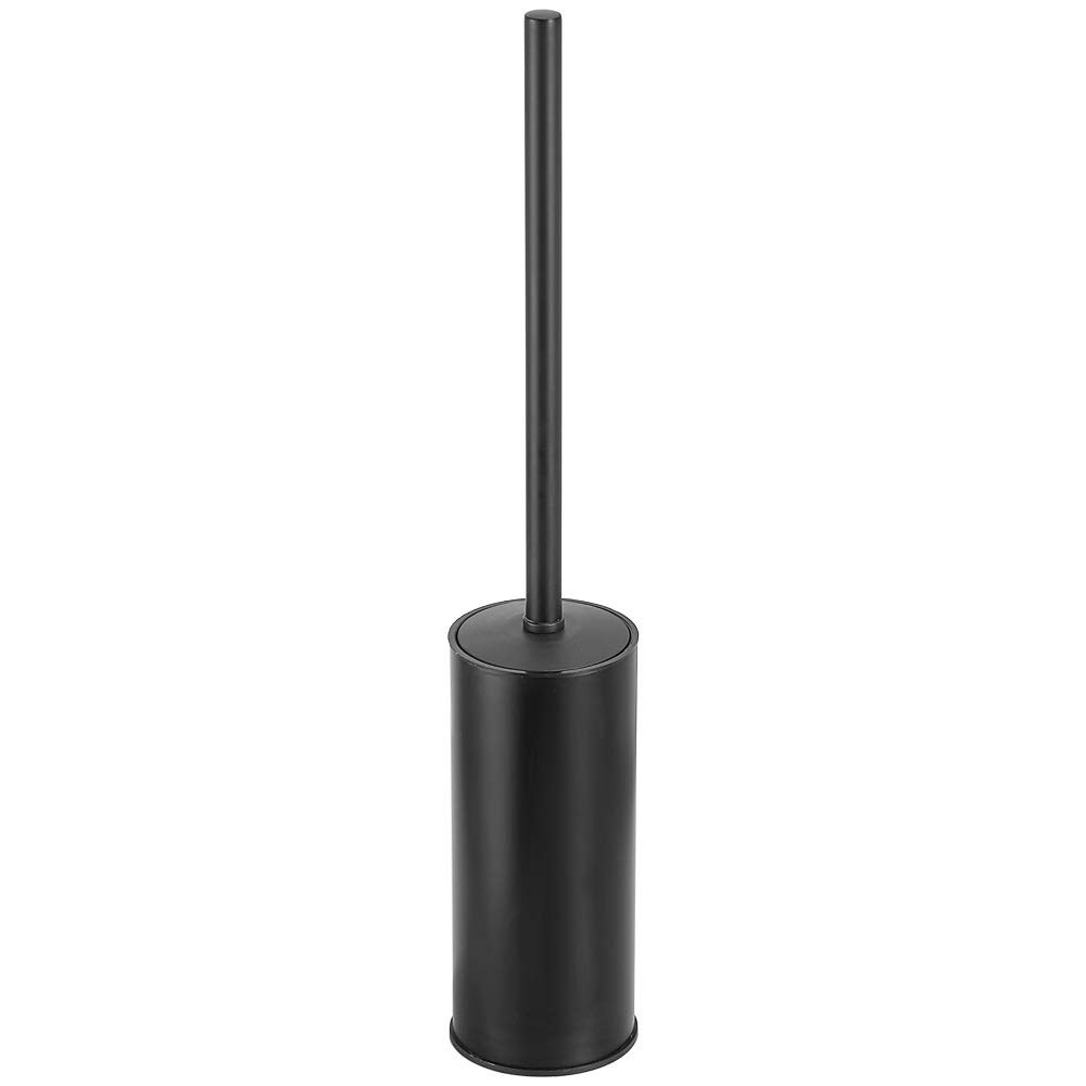 NSODOO Freestanding Toilet Brush Holder for Bathrooms, 304 Stainless Steel Toilet Brush Holder Rust Resistant Storage and Organisation Matte Black Round 47cm High