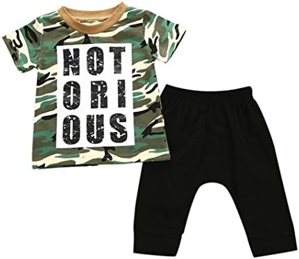Dreaman 2PC Toddler Kids Baby Boys Letter Camouflage T-Shirt Tops+Pants Outfits Set