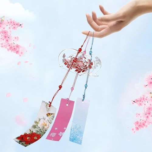 Fahibin 3 Pink Japanese Wind Chimes, Japanese Wind Chimes, Birthday Gift and Home Decoration