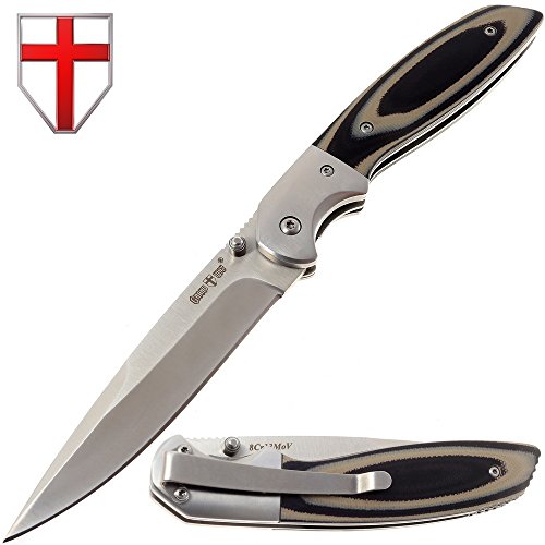 Folding Pocket Knife - Folding Knife - EDC and Outdoor Large Fold Knifes Classic Stainless Steel Blade with Wood Effect Handle - Best Strong Pocket Knife for Urban and Hiking - Grand Way WK 04003