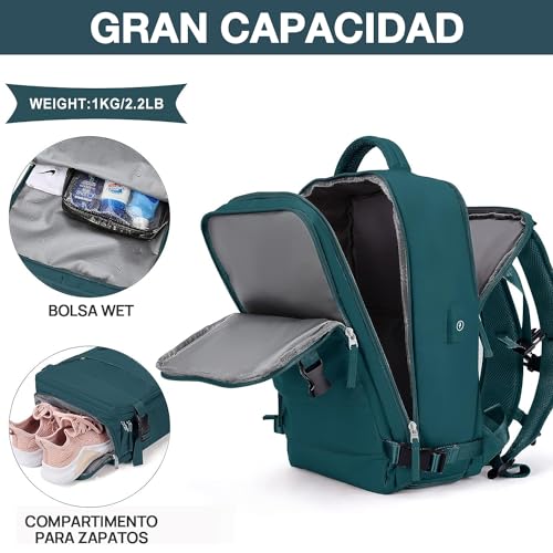 ECYWE Mochilas de viaje grandes, mochilas de viaje multifuncionales, con Puerto de Carga USB，mochilas de transporte, mochilas de senderismo, impermeables, mochilas para deportes al aire libre