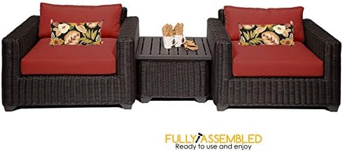 Sofa - Chair - Table - Eleuthera by bOutdoors Comfortable 3 Piece Outdoor Wicker Patio Furniture Set 03a - Terracotta