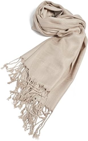 Premium Large Soft Silky Pashmina Shawl Wrap Scarf in Solid Colors (Light Khaki)