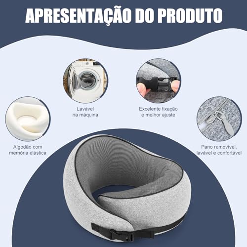 Viagem Ergonômico em Forma de U, Almofada Cervical Melhorada, Almofada Cervical de Viagem em Espuma Viscoelástica, Pescoço para Viscoelástico, Ergonômico em Forma Pescoço para Viscoelástico