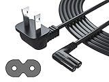 Pwr Extra Long 12 Ft 2 Prong AC Wall Cable 2 Slot Power Cord L-Type: IEC320 C7 to NEMA 1-15P Compatible with Led LCD Tv Samsung Lg Sharp Canon Hp Brother Epson Printer Ps4 Laptop Charger...