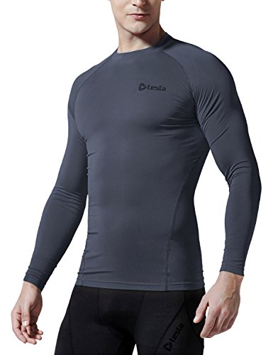TSLA Men's Thermal Wintergear Compression Baselayer Long Sleeve Top, Wintergear Core(r34) - Charcoal, XX-Large