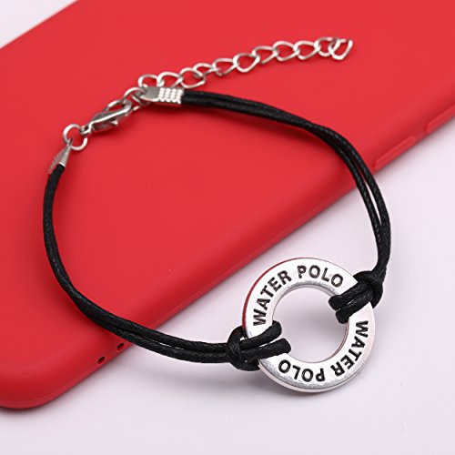 Teamer Adjustable Wax Cord Bracelet Message Water Polo Charm Sports Jewelry for Woman/Man Best Gifts