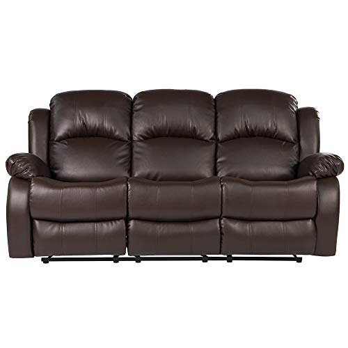 DIVANO ROMA FURNITURE Bonded Leather Double Recliner Sofa Living Room