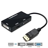 CABLEDECONN Multi-Function Displayport Dp to HDMI/DVI/VGA Male to Female 3-in-1 Adapter Converter Cable