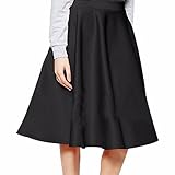 Solid Color Women OL High Waist Full Pleated Large Hem Fashion Midi Skirts