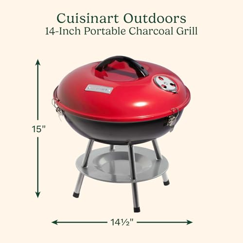 Cuisinart Outdoor Portable Charcoal Grill, 14", Red (CCG-190RBC)