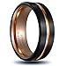 TUSEN JEWELRY 8mm Mens Promise Rings Tungsten Rose Gold Plated Wedding Bands Inlay Groove Brushed