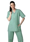 Adar Uniforms Discounted Unisex V-neckline Drawstring Pants Scrub Set - Roomy fit - 701 - Seaspray - S