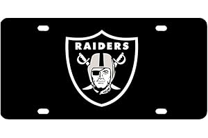 HDTVTV for Raiders Black License Plate Cover,Metal License Plate Tag Gift for Raiders Fans