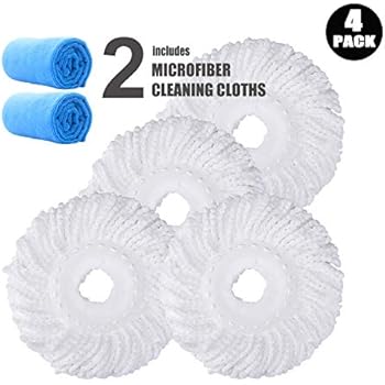 Microfiber Replacement Mop Head Refill for 360° Spin Magic Mop - Round Shape Standard Universal Size (4 Pack)
