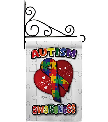 Autism Awareness Garden Flag - Set Wall Holder Support Inspirational Survivor R…