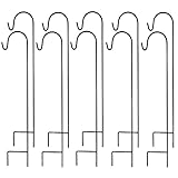 Ashman Shepherd Hook 48 Inch 10 Pack, Rust Resistant Steel Hooks Ideal for Hanging Plant Baskets, Solar Lights, Lanterns, Bird Feeders, Insect Repellents & More (Black)