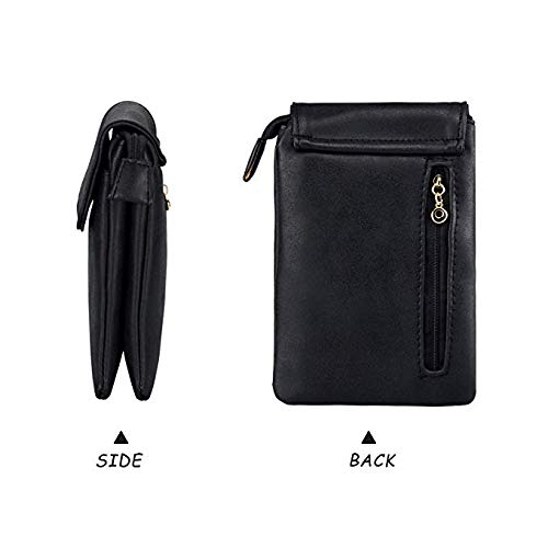 WaitingU Universal Crossbody Cell Phone Purse Multipurpose Soft PU Leather Wallet Moblie Phone Pouch Shoulder Bag Carrying Cases for Smartphone Under 6.2''or Daily Use from (M - Black)