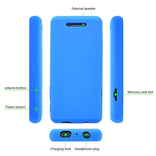Fromsky Case for Soulcker D16 MP3 Player, Silicone Protective Cover Case with Tempered Glass Screen Film Screen Protector (Blue) - Thumbnail 3