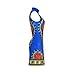 Womens Traditional African Dresses Vintage Bohemian Clothes Summer Sleeveless Shift Dress Blue