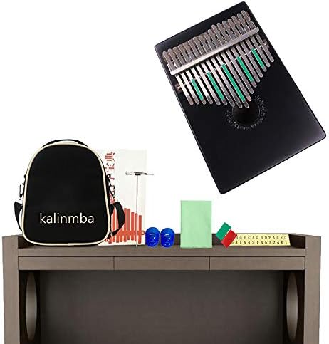 Kalimba 17 Keys Thumb Piano Mahogany Portable Finger Instrument High Quality African Wood, Mbira with Tuning Hammer Backpack Study Instruction, Musical Gift for Beginners Kids Adult,Black