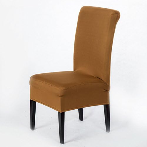 Set of 2 Removable Short Stretch Spandex Dining Chair Slipcovers Protector, Super Fit Banquet Chair Seat Cover for Hotel and Wedding Ceremony, Washable(Light Coffee)