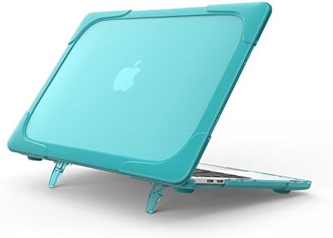 ELVES Macbook Pro Retina 13 inch Case, BARECNstock [Heavy Duty] Slim Rubberized [Snap on] [Dual Layer] Hard Case Cover with fold kickstand and breathe for Apple Macbook Pro 13-inch (Light blue)