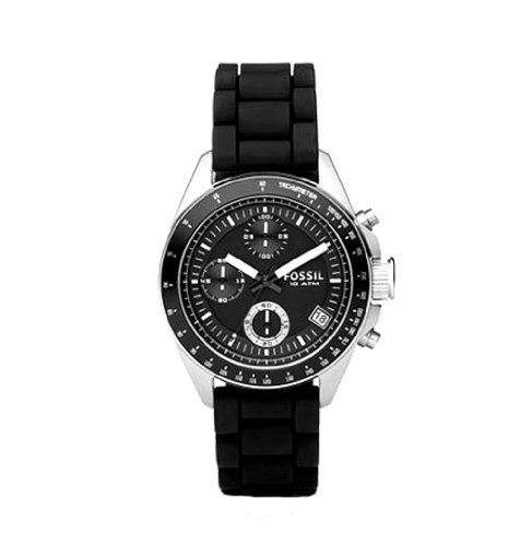 Fossil Men's CH2644 Black Silicone Strap Black Analog Dial Chronograph Watch