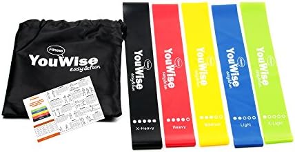 Resistance Loop Bands-YouWise Mini Fitness Workout Exercise 5 Bands Set with Carry Bag Bonus Instructional eBook