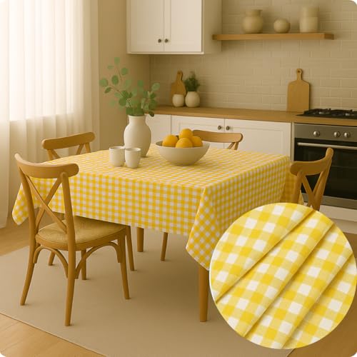 Toalha de Mesa Xadrez Retangular Ideal para Casa Apartamento Airbnb 1m x 1,50 (AMARELO)