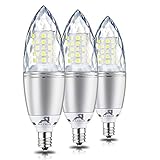 Rayhoo E12 Base LED Candelabra Light Bulbs Dimmable, 10 Watts Incandescent 80-100W bulb Equivalent, White 6000K, 3 Pack