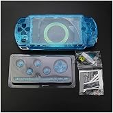 New Replacement PSP 1000 Full Housing Shell Cover with Buttons Screws Set - Clear Blue