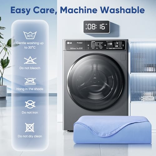 Elegear Bamboo Cooling Blanket 200 × 220 cm – Japanese Cooling Fibers ARC-Chill 3.0 Cooling Blanket for Better Sleep Comfort and Breathable Soft Blanket for Home and Travel, Blue
