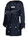 ANGVNS Women's Waterproof Lightweight Rain Jacket Anorak with Detachable Hood,Blue-L