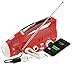 ER Emergency Ready 6N Solar/Hand-Crank Powered Emergency LED Flashlight and AM/FM Radio, Red