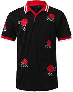 Mens Hipster Hip Hop Embroidered Polyester Polo T-Shirt (Various Styles)