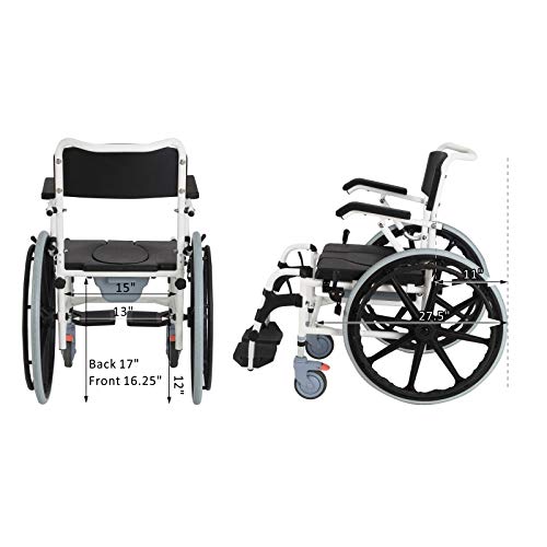 Rolling Shower Wheelchair Bath Toilet Commode Bariatric with 24
