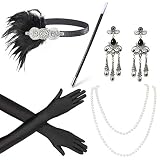 Beelittle 1920s Accessories Headband Earrings Necklace Gloves Cigarette Holder (A3)