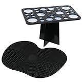 ESARORA Makeup Brush Cleaning Mat and 28 Holes Brush Drying Tower Set