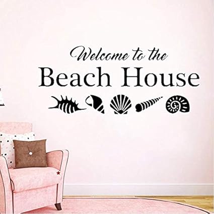 Zybnb Welcomr A La Plage Maison Sticker Coquillages Coquillages Maison Vacances Vinyle Autocollant Citation Ocean Mer Vie Theme Decoration 57 24 Cm Amazon Fr Bricolage