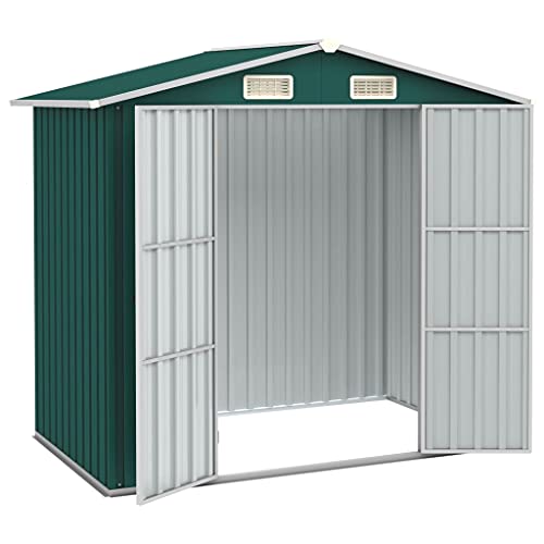 vidaXL Gerätehaus Ohne Boden Doppeltür Geräteschuppen Garten Schuppen Gartenhaus Gartenschuppen Grün 205x129x183cm Verzinkter Stahl – Bild 4