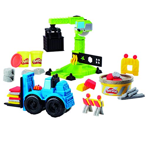 Play-Doh E5400EU5 Wheels Crane and Forklift Construction Toys with Non-Toxic Cement Buildin' Compound Plus 2 Additional Colours, Multicolour - Thumbnail 2