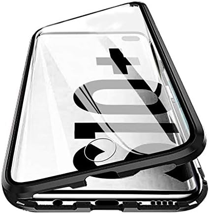 Galaxy S10 Plus Magnetic Case, Woskko Magnetic Adsorption Metal Case Aluminum Bumper 9h Tempered Glass Back Cover