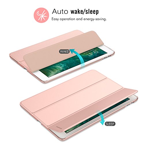 MoKo Case for iPad 9.7 2018/2017 - Slim Lightweight Smart Shell Stand Cover with Translucent Frosted Back Protector for Apple iPad 9.7 InchiPad 5, iPad 6, Rose GOLD (Auto Wake/Sleep)
