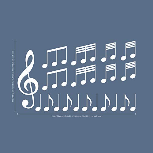Set of 20 Vinyl Wall Art Decals Music Notes from 6″ to 8″ Each