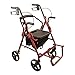 Carex Transport Chair Rollator Walker - Dual Function Walker For Seniors - 4 Wheel Walker With Wheels - Burgundy