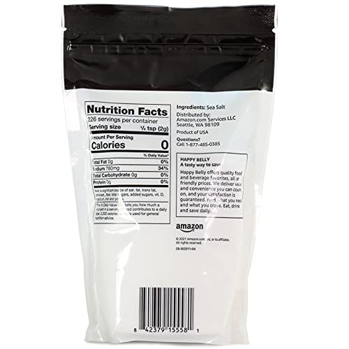 AMAZON BRAND – HAPPY BELLY, SEA SALT, FINE GROUND, 1 POUND (PACK OF 1)