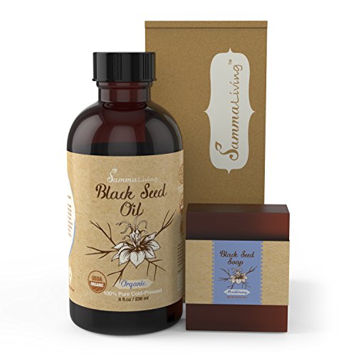 Samma Living Premium USDA Organic Black Seed Oil 100% Pure Cold Pressed, Raw, Nigella Sativa, Black Cumin Seed Oil - with 75g Natural Black Seed Soap - 8oz Glass Bottle Samma Living Premium USDA Organic Black Seed Oil 100% Pure Cold Pressed, Raw, Nigella Sativa, Black Cumin Seed Oil - with 75g Natural Black Seed Soap - 8oz Glass Bottle