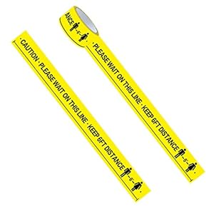 WAHSBAG Floor Tape,1Roll Wacht Op Deze Lijn Houd 6FT Afstand Vloer Markering Tape Geel